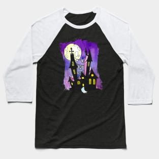 Haunted Castle watercolor Baseball T-Shirt